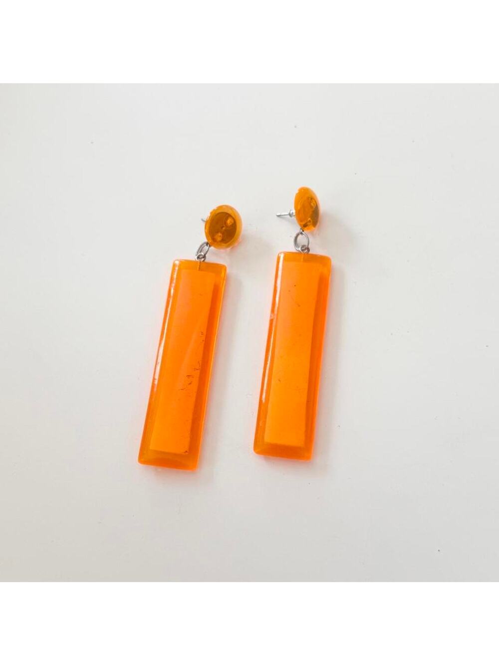✦ neon orange lucite drop earrings ♡ vintage statement ✦